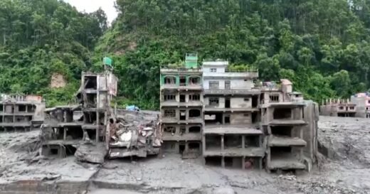 Drone video shows aftermath of deadly floods in Nepal