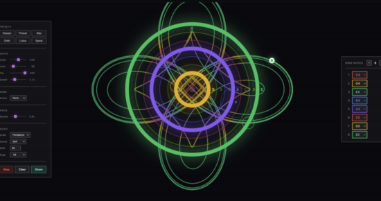 Doodle generative compositions in your browser with Musical Spirograph