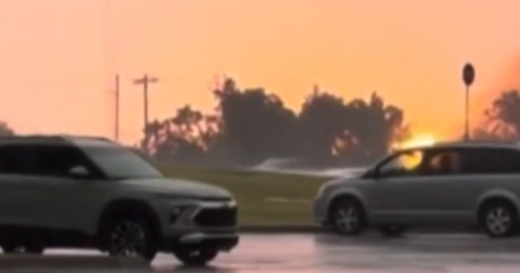 Gray skies turn bright yellow after lightning strike causes gas tanks to explode in Oklahoma