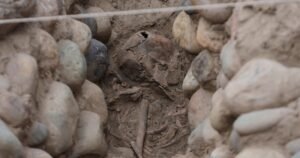 Skeletal remains believed to be person sacrificed during ritual unearthed by archaeologists in Peru