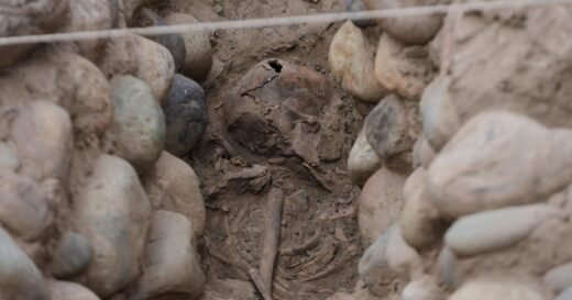 Skeletal remains believed to be person sacrificed during ritual unearthed by archaeologists in Peru