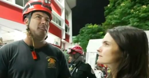 Colombia earthquake rescue volunteer reacts after pulling survivor from rubble