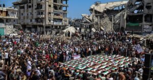 Gaza holds mass funeral for 112 people in extended family recovered from wartime rubble