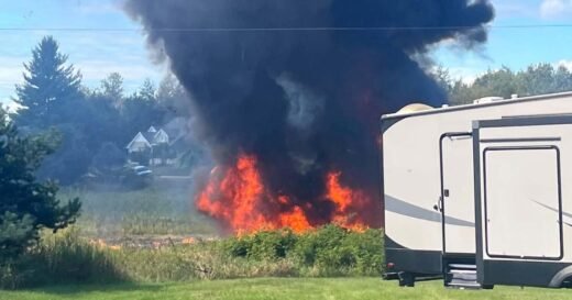 Evacuation order issued after F-16 from Texas crashes in Michigan