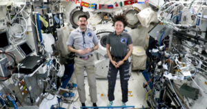NASA astronauts on their monthslong expedition on the International Space Station