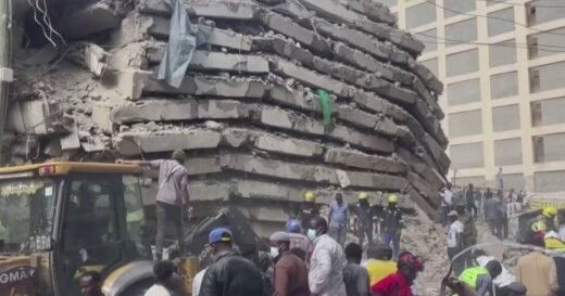 Search for survivors after high-rise collapse