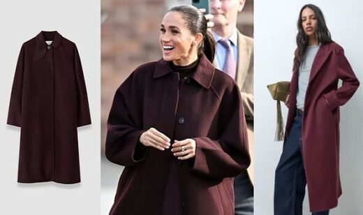 Meghan Markle’s stunning burgundy coat is a winter must-have – shop the look from £35