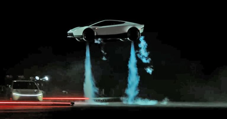 Elon Musk shows off ‘flying’ Tesla Roadster after years of delays