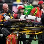 Falcons rookie Kendal Daniels leaves Bears game on stretcher after third-quarter tackle